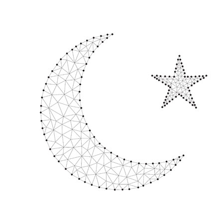 Polygonal gold crescent moonのイラスト素材