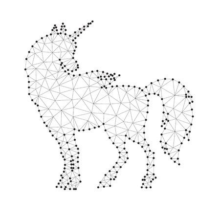 Unicorn polygon dots black white 2-1のイラスト素材