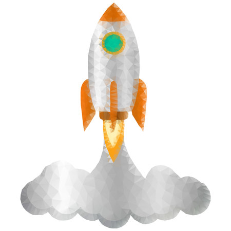 rocket startup, polygonのイラスト素材