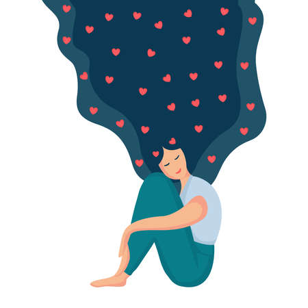 girl sitting, hugging knees 16のイラスト素材