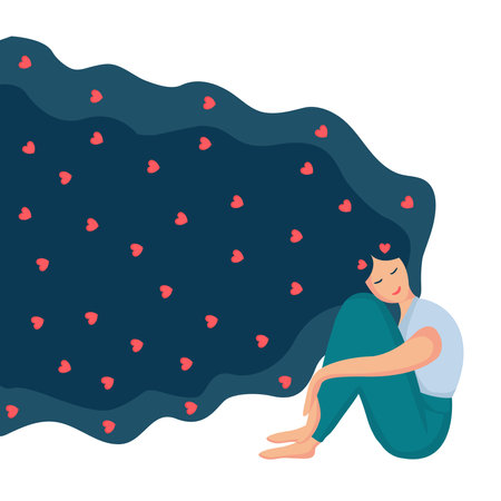 girl sitting, hugging knees 17のイラスト素材