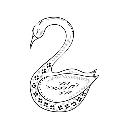 birds, scandinavian, b-w 2のイラスト素材