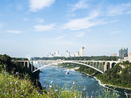 Niagara Falls bridge in a summer day -  New York, USAのeditorial素材
