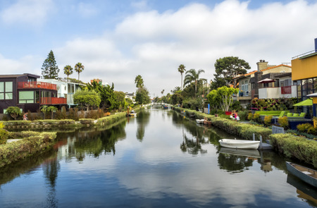 Venice Canals, original colorful houses - Venice Beach, Los Angeles, California, USAの写真素材