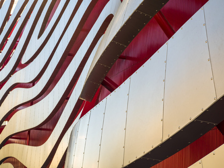 Petersen Automotive Museum facade on the August 12th, 2017 - Los Angeles, CA, USA