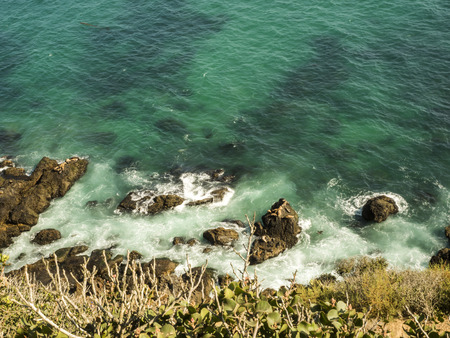 Seals at Malibu, emerald and blue water in a quite paradise beach surrounded by cliffs. Dume Cove,...