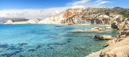Firiplaka Beach panorama at Milos Island, Greeceの写真素材