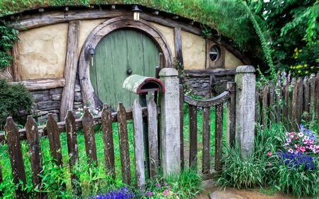 1st of December, 2018: Hobbit House at Hobbiton Movie Set - Matamata, South Island, New Zealandのeditorial素材