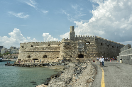 Koulus Fortress or Rocca a Mare Castle on the old port of Heraklion, Crete, Greeceのeditorial素材