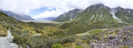 Tasman Glacier Track at Aoraki, Mount Cook, New Zealand, South Island, NZの写真素材