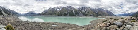 Tasman Glacier Lake with Icebergs at Aoraki, Mount Cook, New Zealand, South Island, NZ