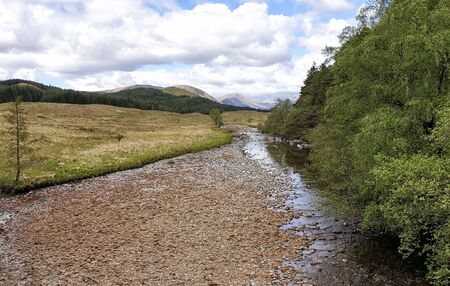 West Hiland Way Track, landscape between Bridge of Orchy and Kingshouse, long distance hike -...