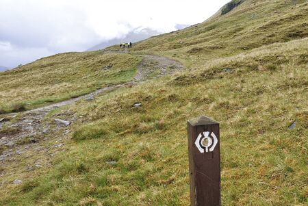 West Hiland Way Track, landscape between Loch Lomond and Bridge of Orchy, long distance hike - Scotland, UKの写真素材