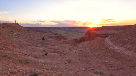 Bayanzag Flaming Cliffs, Gobi Desert, Mongoliaの写真素材