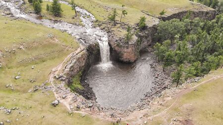 Aerial view of the Orkhon Valley Canyon, Central Mongolia