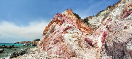 Firiplaka Beach stones at Milos Island, Greeceの写真素材