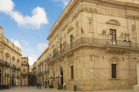 Syracuse Ortigia Piazza Duomo palazzo Vermexioのeditorial素材