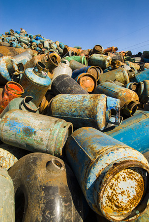 scrapped gas cylindersの写真素材