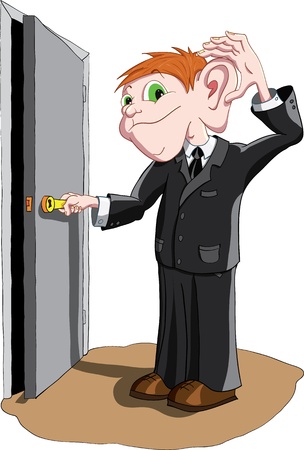 The man with the big ears listening at the doorのイラスト素材