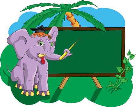 Elephant in the school shows pointer on school boardのイラスト素材