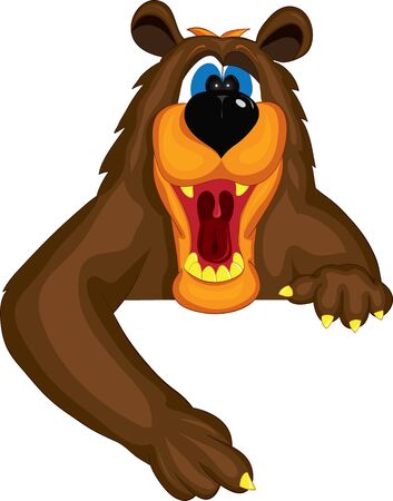Bear shows a finger on a white backgroundのイラスト素材