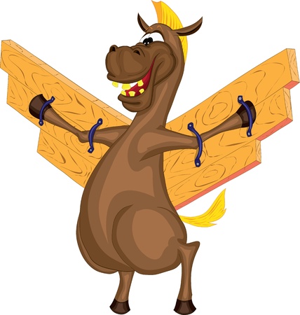 Cheerful the horse with great homemade wingsのイラスト素材