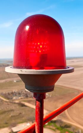 Red Lantern  mounted on tall objectsの写真素材