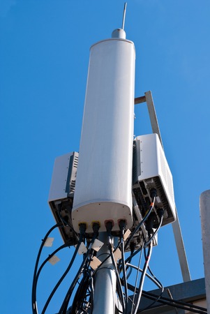 Antenna cellular base station against the blue sky