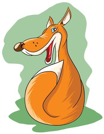 Funny red fox sitting and smiling illustrationのイラスト素材