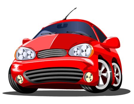 Beautiful red cartoon car on white background, vector illustration.のイラスト素材