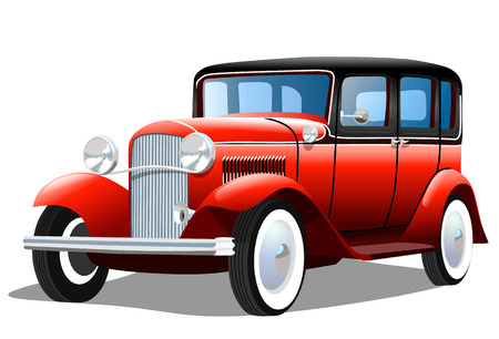 Old retro car on white background, vector illustrationのイラスト素材
