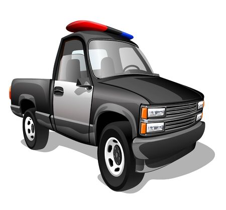 Cartoon freight police pickup car isolated on a white background. Vector illustration.のイラスト素材