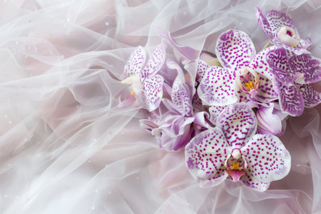wedding bouquet of orchids on a white backgroundの素材