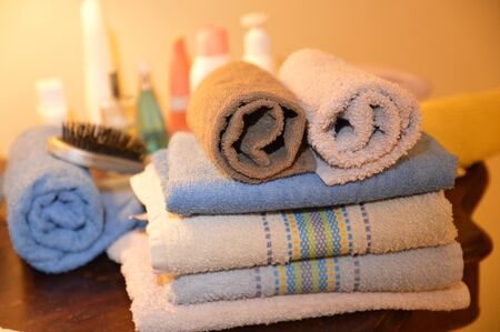 towels for bath spa wellness healthy body creamの写真素材