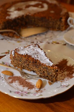 italian caprese cake dessert pie traditional from capri islandの写真素材