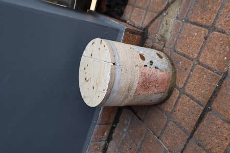 Close up of the round brick wall.の写真素材