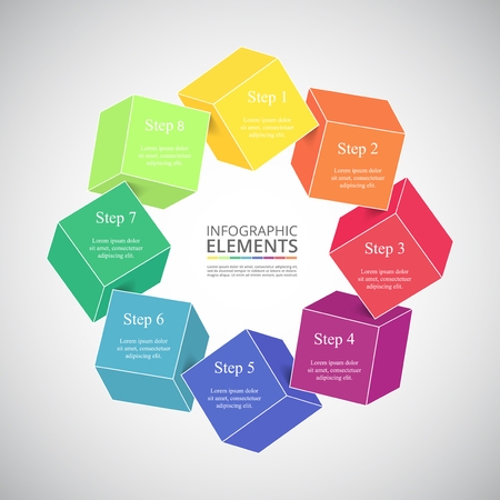 Template for diagram, graph, presentation and chart. Business concept with 8 options, parts, steps or processes.のイラスト素材