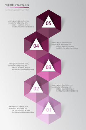Infographics step by step. Universal abstract element of chart, graph, diagram with 5 steps, options, parts, processes. Vector business template for presentation and training.のイラスト素材