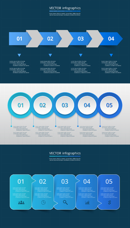 Collection of infographic templates for business with 4 and 5 options or steps. Vector illustration can be used for diagram, graph, presentation and chart.のイラスト素材