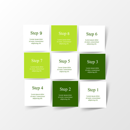 Vector infographic template for diagram, graph, presentation and chart. Business concept with 9 options, parts, steps or processes.のイラスト素材