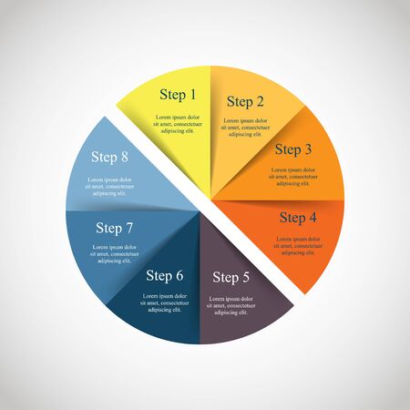 Template for diagram, graph, presentation and chart. Business concept with 8 options, parts, steps or processes. Vector infographic のイラスト素材