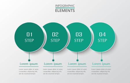Step by step infographic. Template with 4 numbers can be used for workflow layout, diagram, chart, number options, web design, business presentation, trainings.のイラスト素材