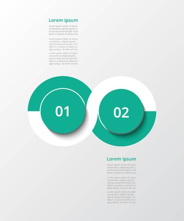 Abstract infographic template with 2 steps for success. Business template with two options for presentation, brochure, diagram, workflow, web design, training.のイラスト素材