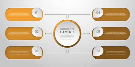 Vector business template for presentation. Abstract elements of graph, diagram and chart with 6 steps, options, parts or processes. Creative concept for infographic.のイラスト素材