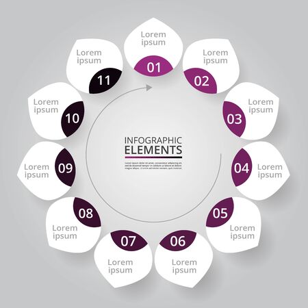 Infographic design elements for your business data with 11 options, parts, steps or processes.のイラスト素材