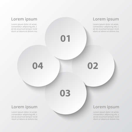 Abstract infographic template with 4 steps for success. Business circle template with four options for brochure, diagram, workflow, web design.のイラスト素材