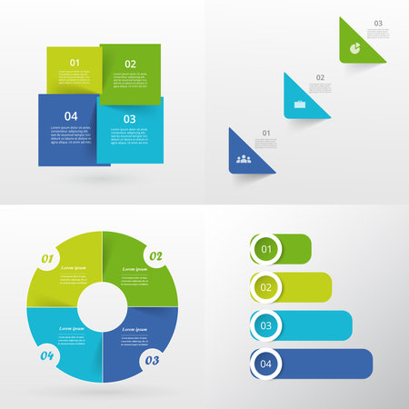 Set of vector infographic elements with 3 and 4 options or steps.のイラスト素材