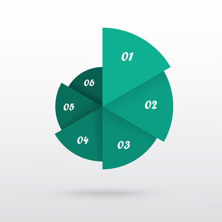 Step by step circle infographic template with 6 options, parts or processes.のイラスト素材