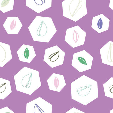 Vector repeat violet pattern with leaves.  Great for fabric, aprons, houseware, wallpapers, invitations or a gift.のイラスト素材