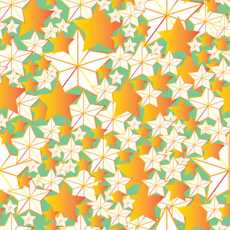 Abstract geometric pattern with stars on green background. Vector illustration. Great for house ware, clothing, design projects, and surface design patterns.のイラスト素材